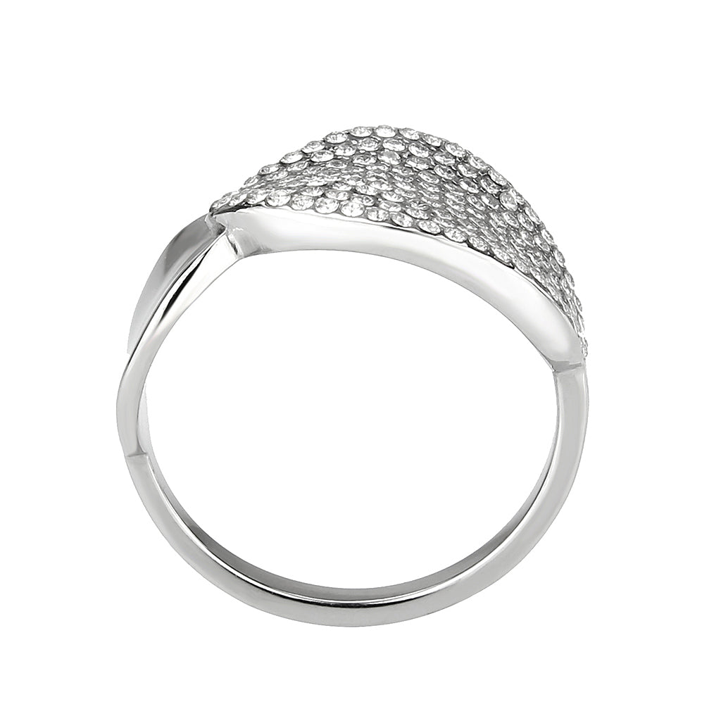 High polished (no plating) Stainless Steel Ring with AAA Grade CZ in Clear