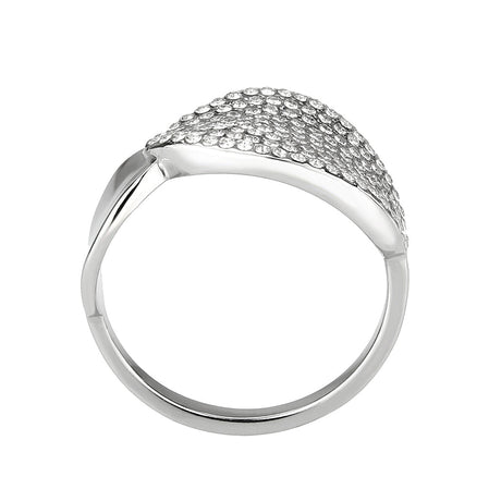 High polished (no plating) Stainless Steel Ring with AAA Grade CZ in Clear