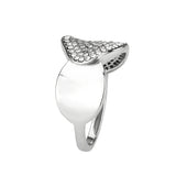 High polished (no plating) Stainless Steel Ring with AAA Grade CZ in Clear