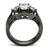 High polished (no plating) Stainless Steel Ring with AAA Grade CZ  in Clear