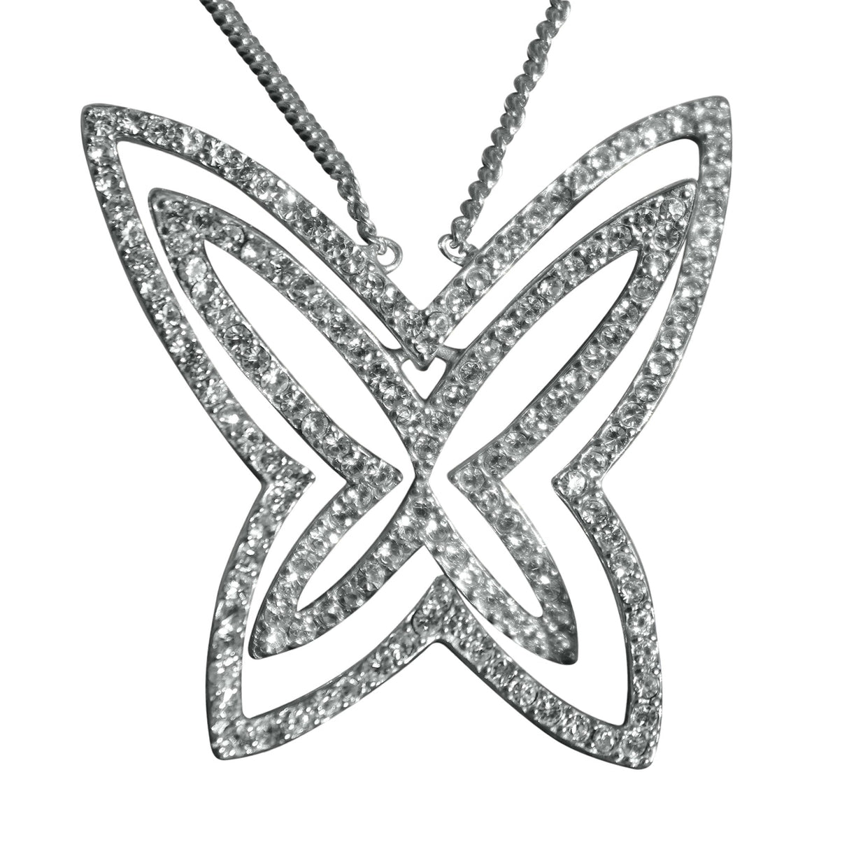 Rhodium Plating 925 Sterling Silver Chain Pendant with Crystal in Clear