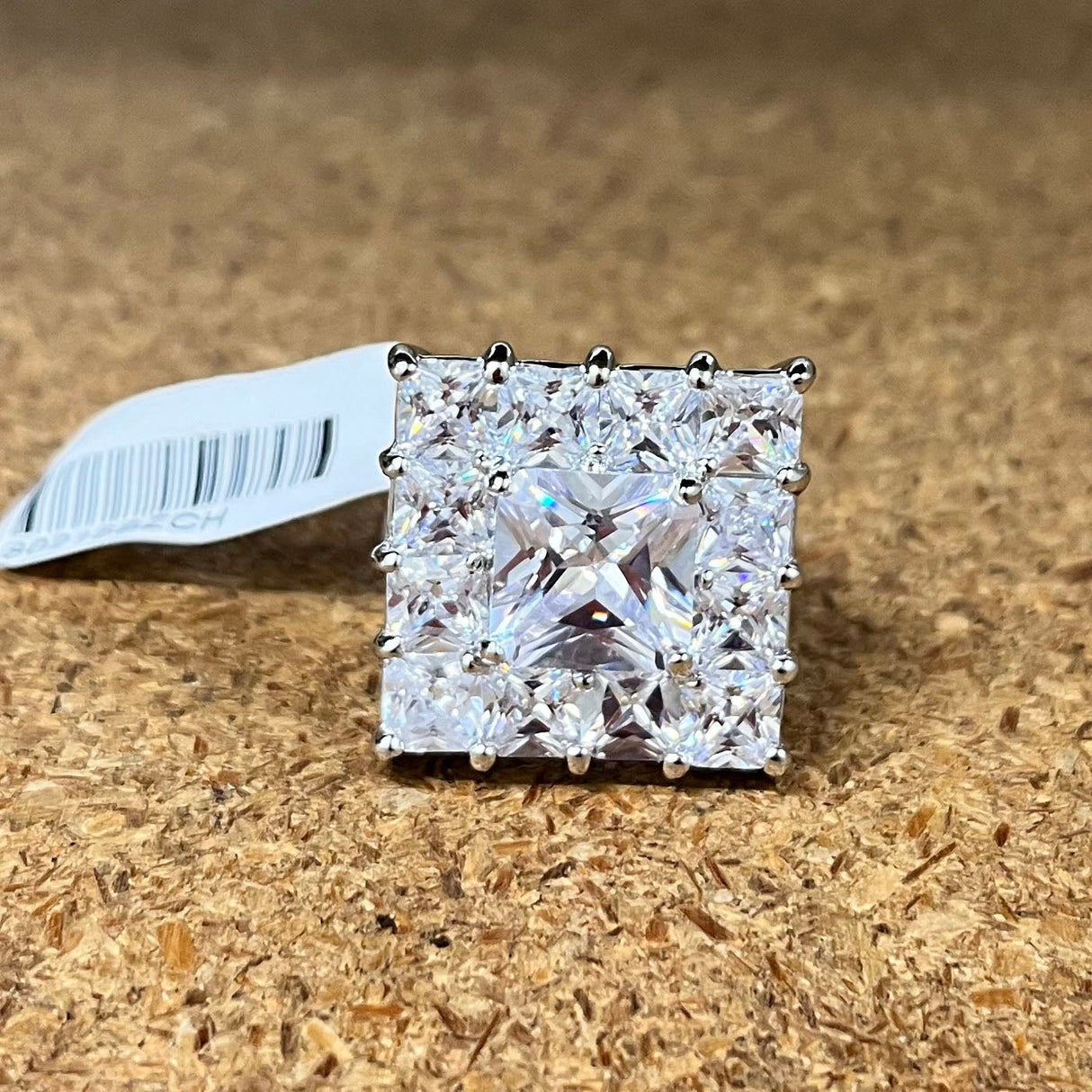 Rhodium Brass Ring with AAA Grade CZ  in Clear