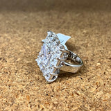 Rhodium Brass Ring with AAA Grade CZ  in Clear