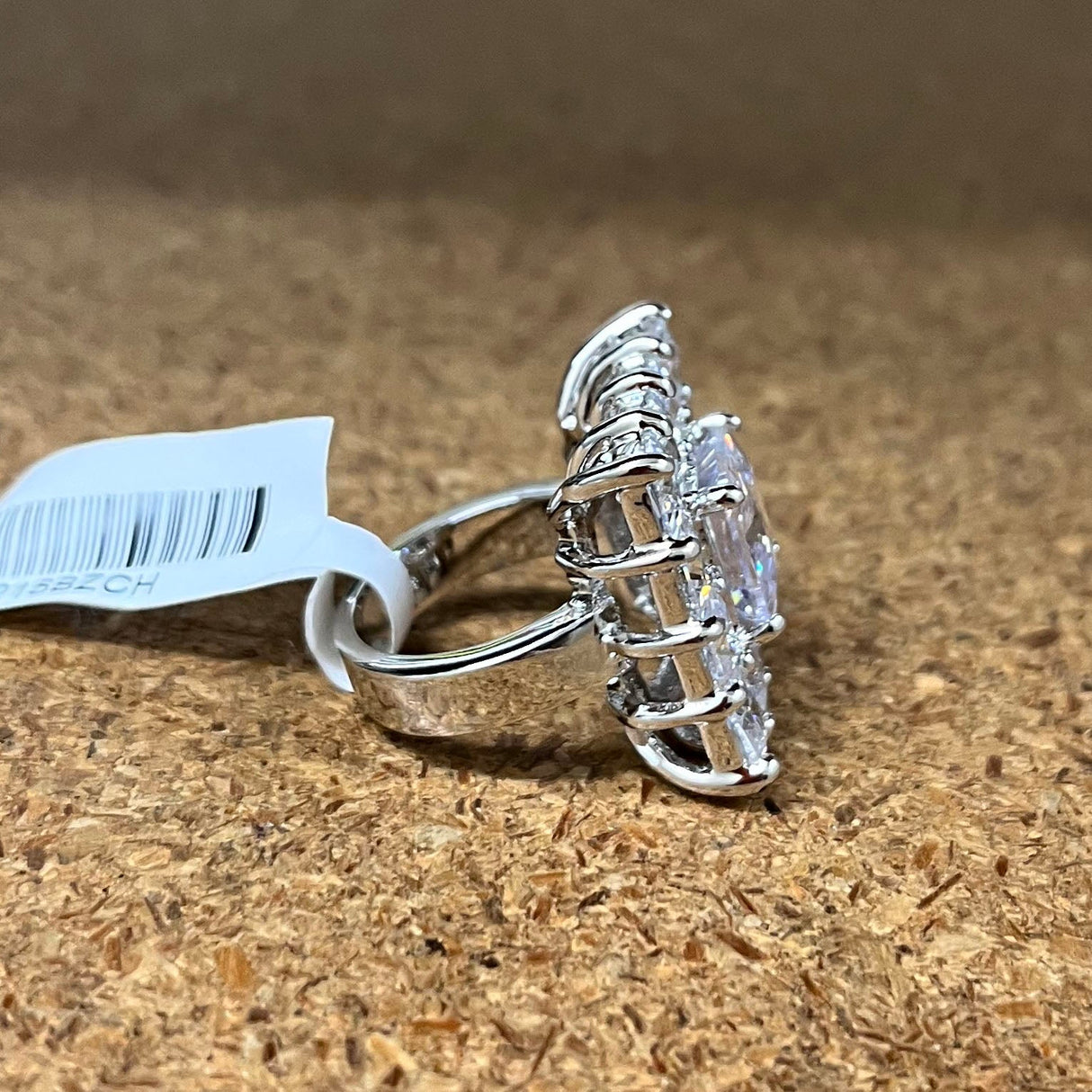 Rhodium Brass Ring with AAA Grade CZ  in Clear