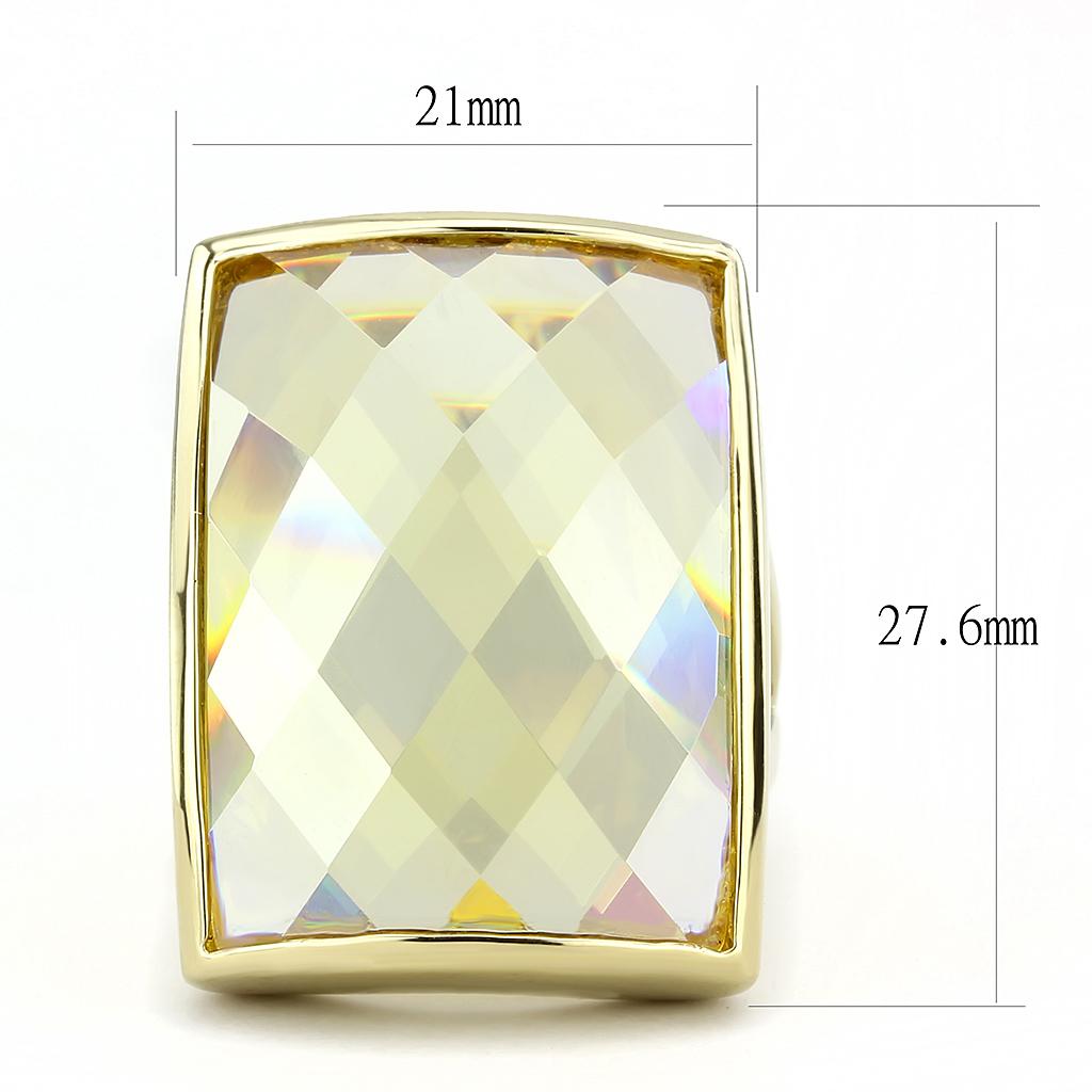 Gold Brass Ring with AAA Grade CZ  in Topaz