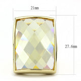 Gold Brass Ring with AAA Grade CZ  in Topaz