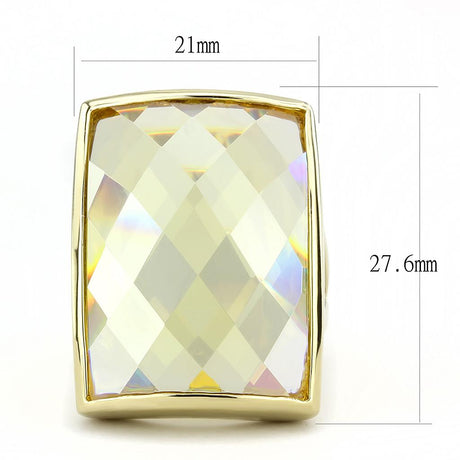 Gold Brass Ring with AAA Grade CZ  in Topaz