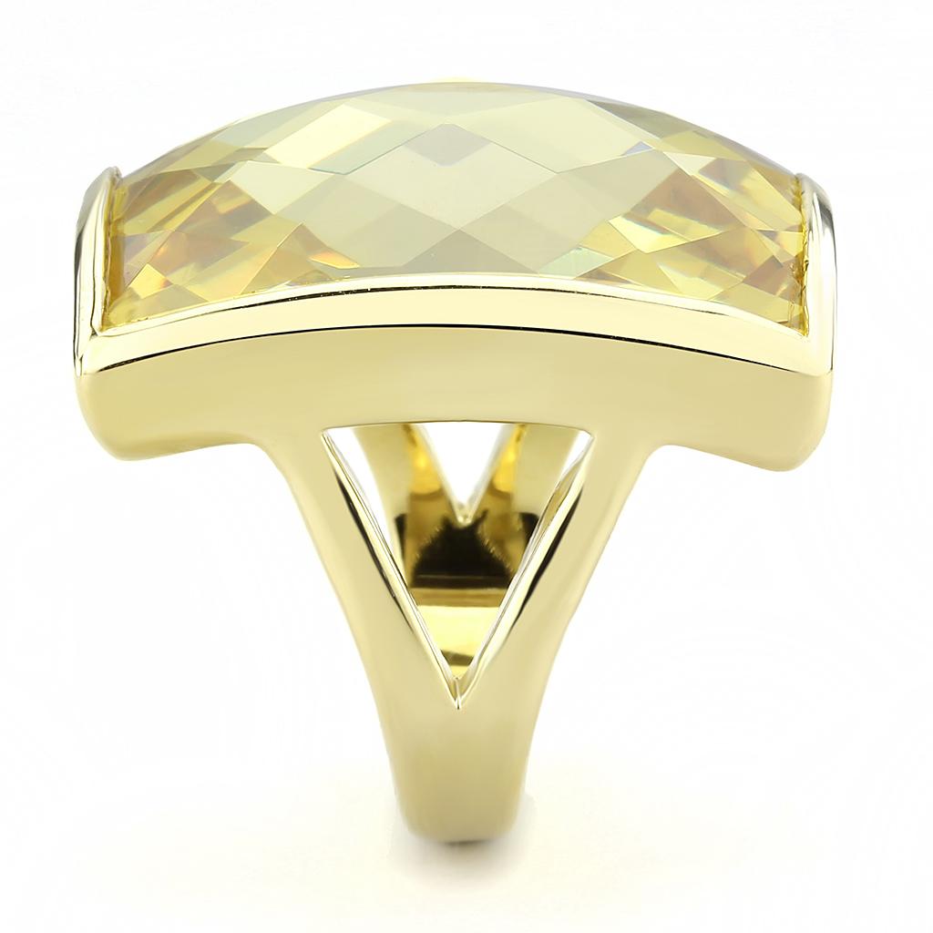 Gold Brass Ring with AAA Grade CZ  in Topaz