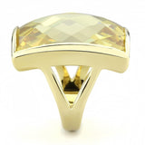 Gold Brass Ring with AAA Grade CZ  in Topaz