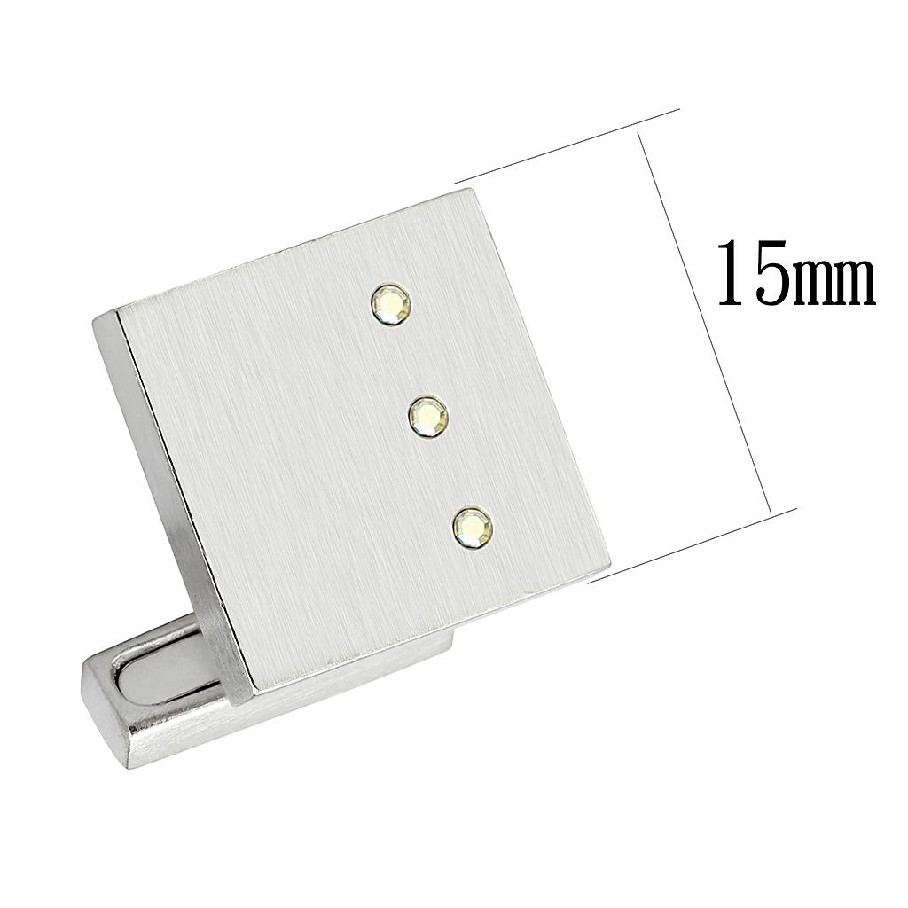 Rhodium Brass Cufflink with Top Grade Crystal  in Aurora Borealis (Rainbow Effect)