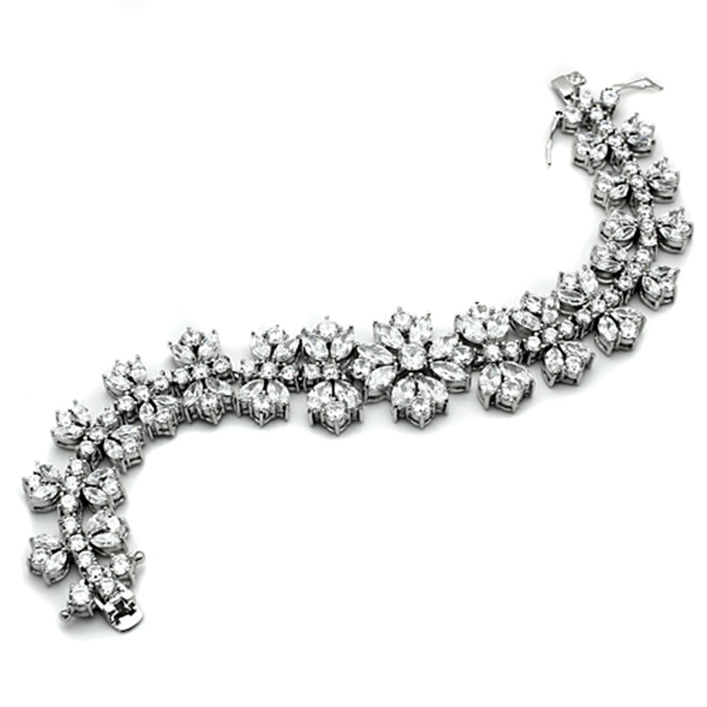 Rhodium Brass Jewelry Sets with AAA Grade CZ  in Clear