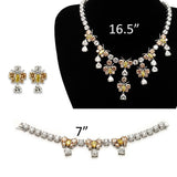 Rhodium Brass Jewelry Sets with AAA Grade CZ  in Multi Color