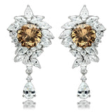 Rhodium Brass Jewelry Sets with AAA Grade CZ  in Champagne