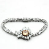 Rhodium Brass Jewelry Sets with AAA Grade CZ  in Champagne