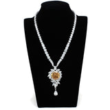 Rhodium Brass Jewelry Sets with AAA Grade CZ  in Champagne
