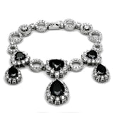 Rhodium Brass Jewelry Sets with AAA Grade CZ  in Jet
