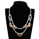 Rhodium Brass Jewelry Sets with AAA Grade CZ  in Champagne