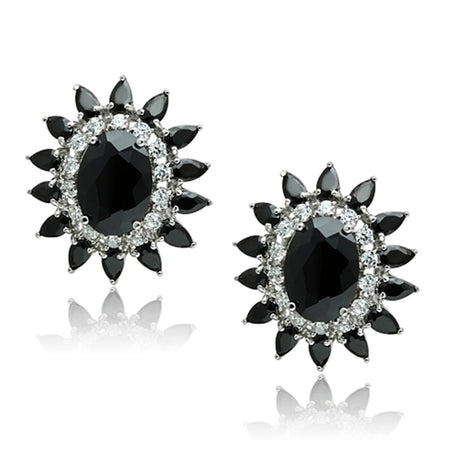 Rhodium Brass Jewelry Sets with AAA Grade CZ  in Jet