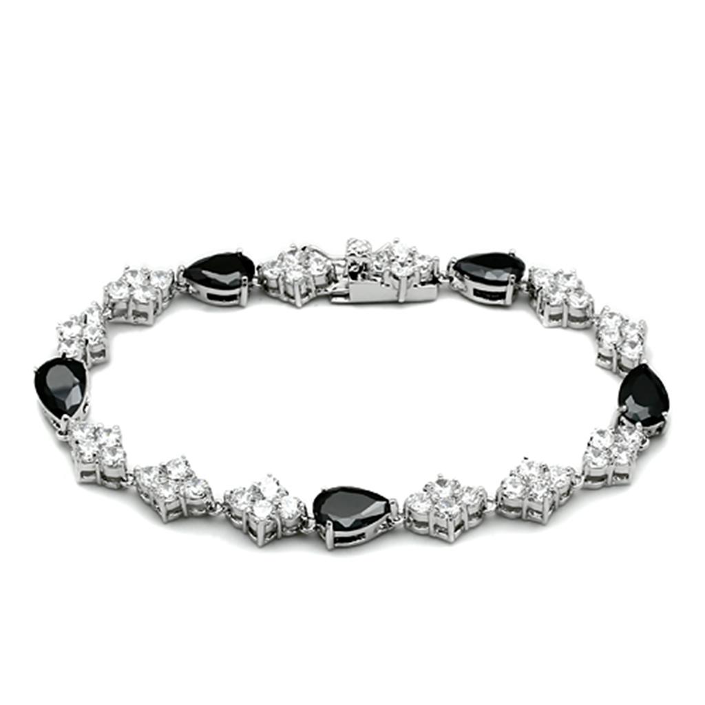 Rhodium Brass Jewelry Sets with AAA Grade CZ  in Jet