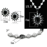 Rhodium Brass Jewelry Sets with AAA Grade CZ  in Jet