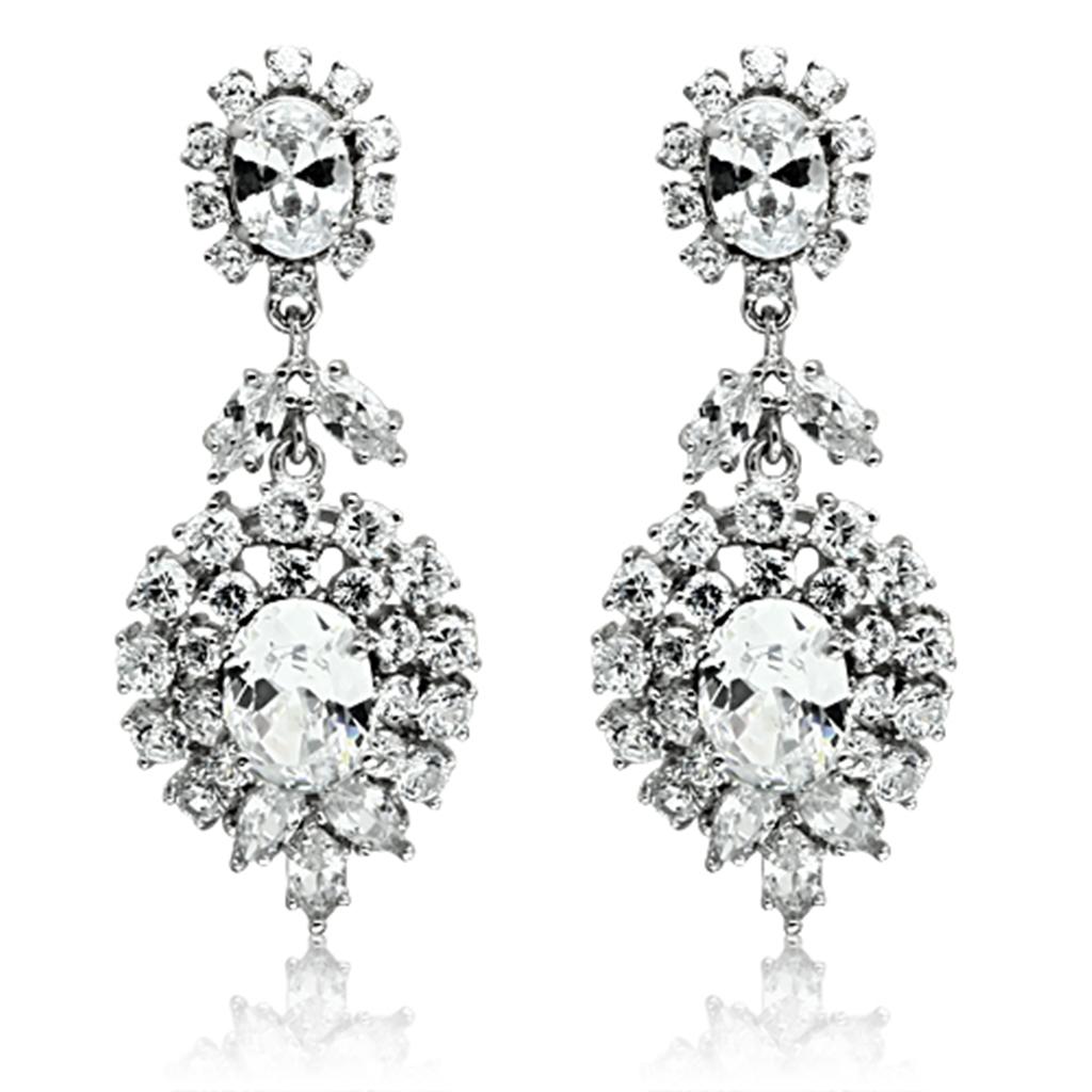 Rhodium Brass Jewelry Sets with AAA Grade CZ  in Clear