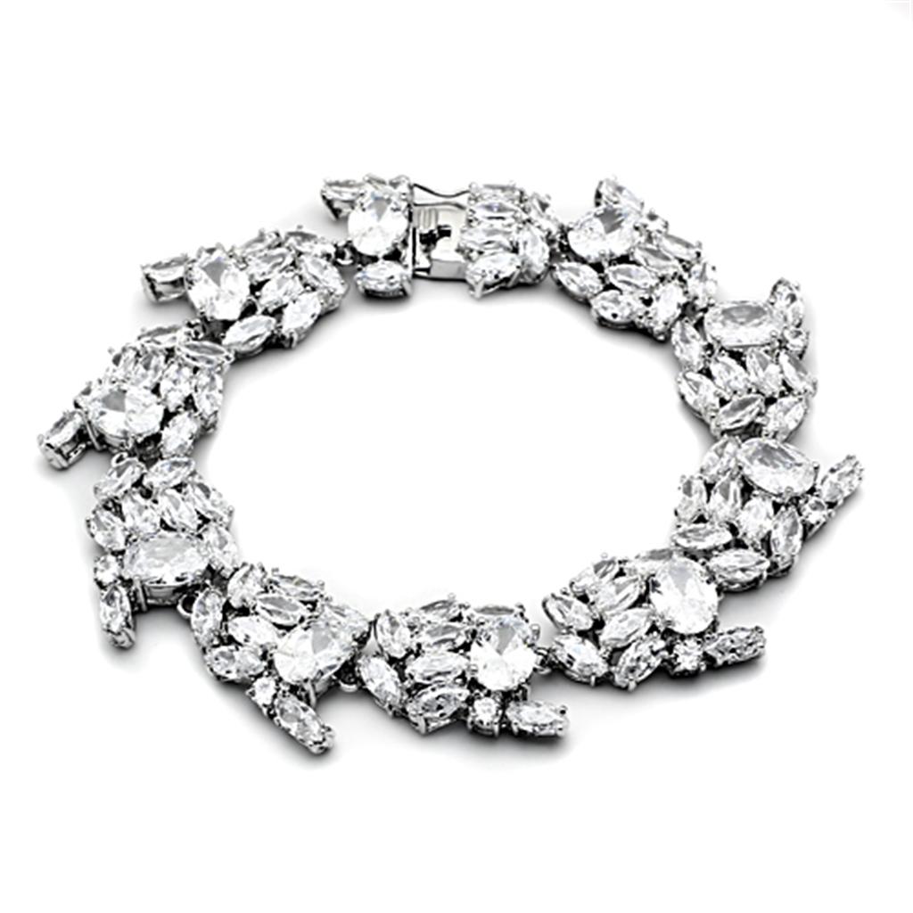 Rhodium Brass Jewelry Sets with AAA Grade CZ  in Clear