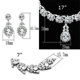 Rhodium Brass Jewelry Sets with AAA Grade CZ  in Clear