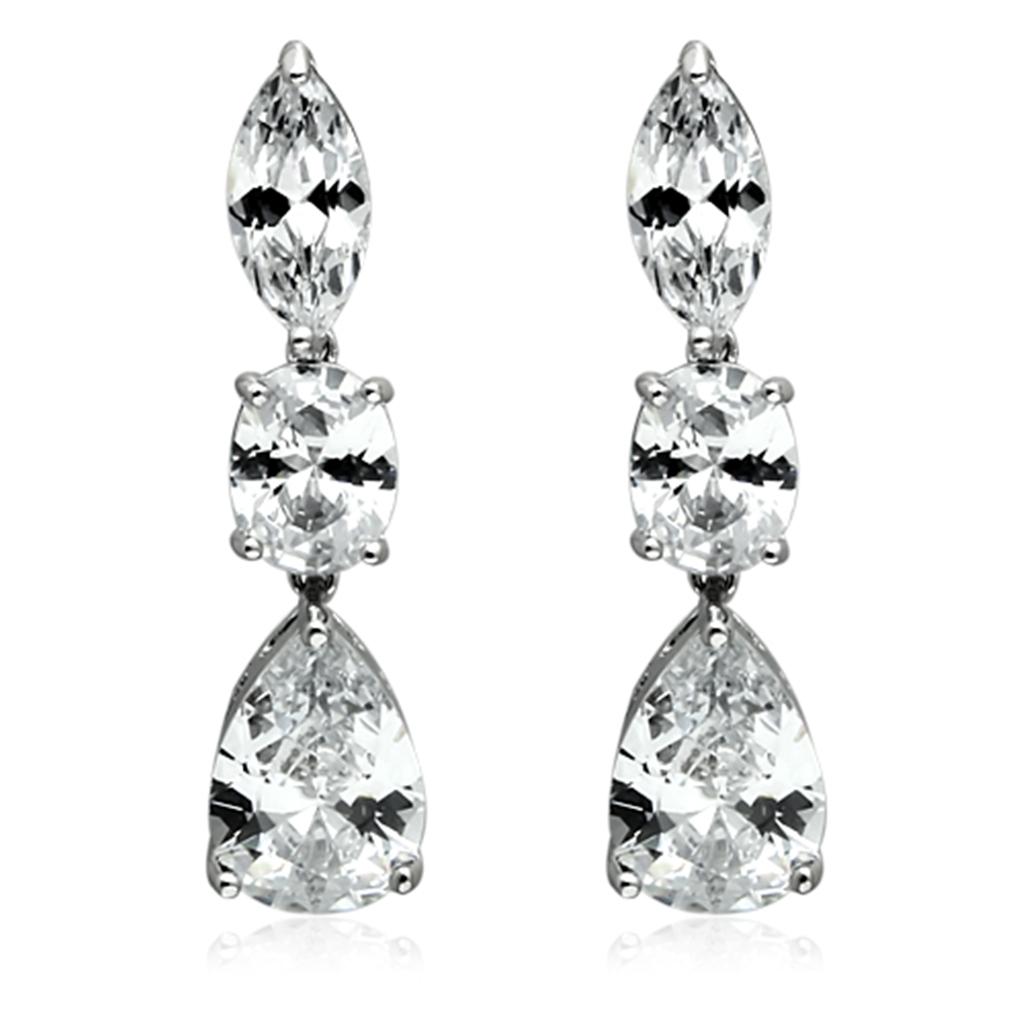 Rhodium Brass Jewelry Sets with AAA Grade CZ  in Clear