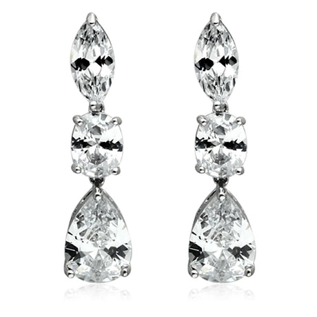 Rhodium Brass Jewelry Sets with AAA Grade CZ  in Clear