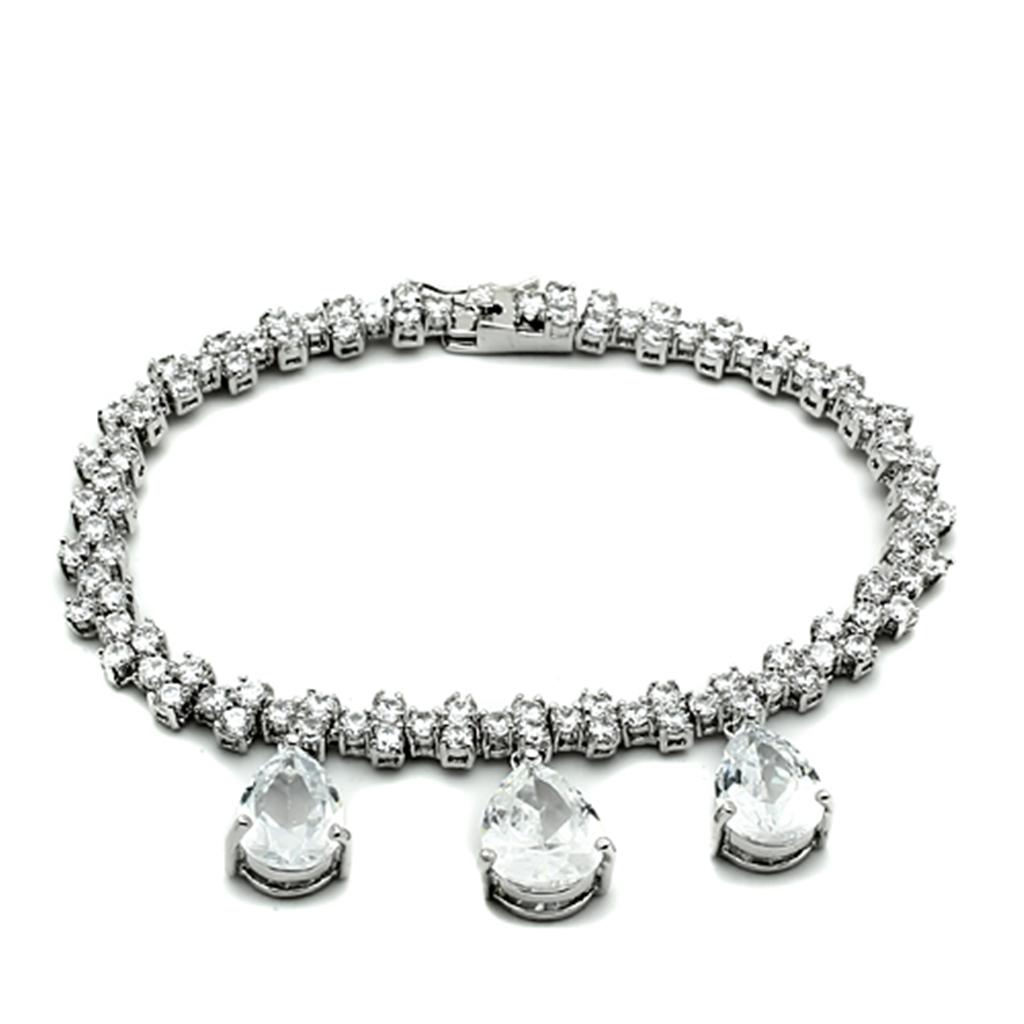 Rhodium Brass Jewelry Sets with AAA Grade CZ  in Clear