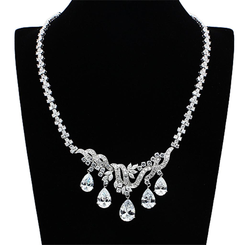 Rhodium Brass Jewelry Sets with AAA Grade CZ  in Clear
