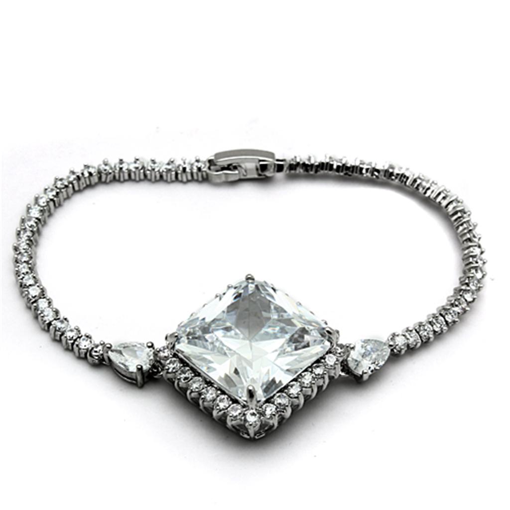 Rhodium Brass Jewelry Sets with AAA Grade CZ  in Clear