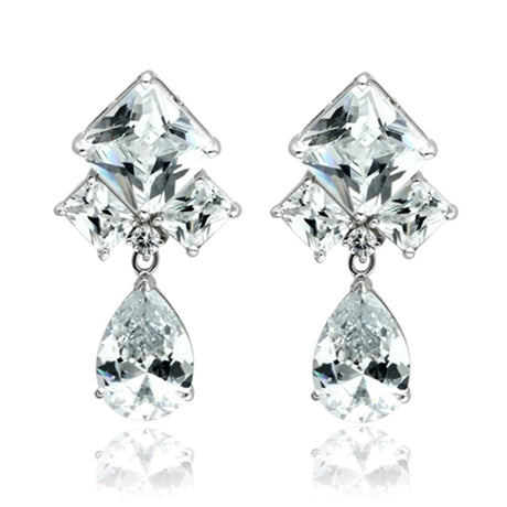 Rhodium Brass Jewelry Sets with AAA Grade CZ  in Clear