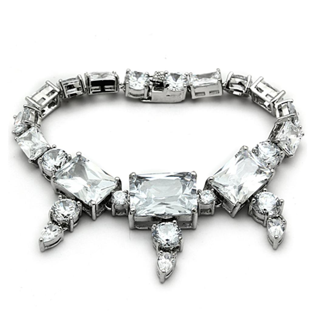 Rhodium Brass Jewelry Sets with AAA Grade CZ  in Clear