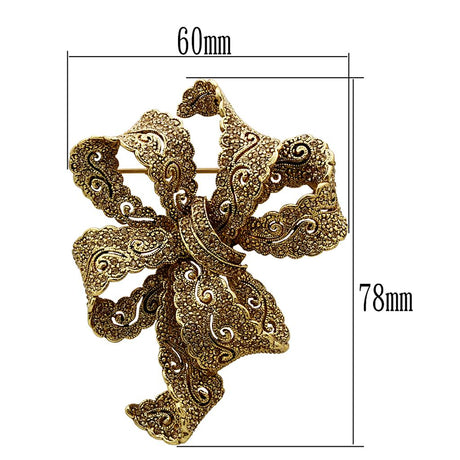Gold White Metal Brooches with Top Grade Crystal  in Citrine Yellow