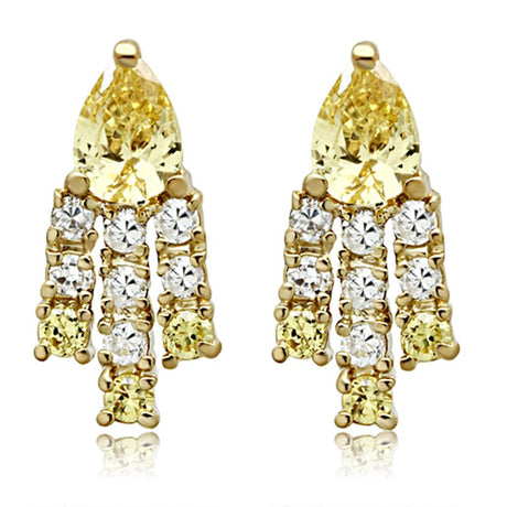 Gold Brass Jewelry Sets with AAA Grade CZ  in Topaz
