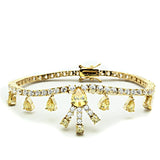 Gold Brass Jewelry Sets with AAA Grade CZ  in Topaz
