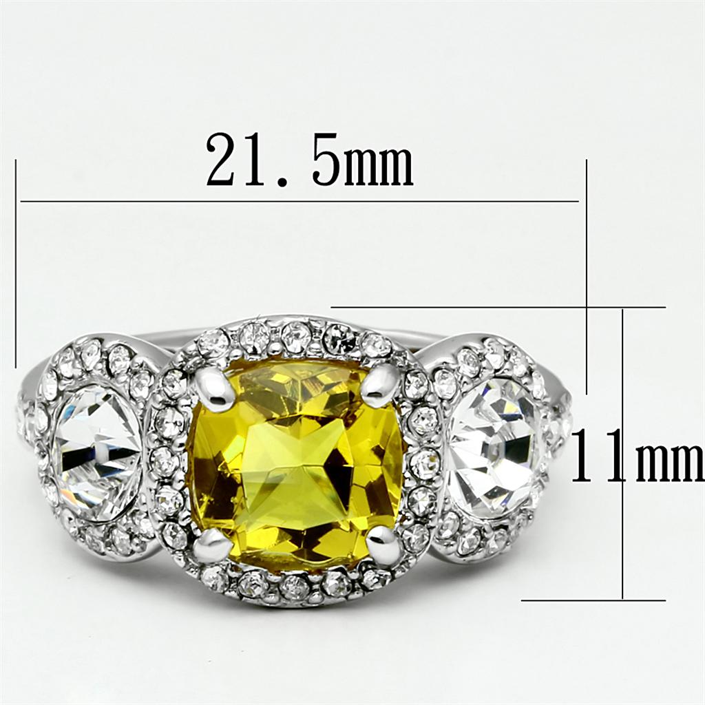 Rhodium Brass Ring with Synthetic Synthetic Glass in Topaz