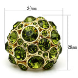Gold Brass Ring with Top Grade Crystal  in Olivine color