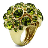 Gold Brass Ring with Top Grade Crystal  in Olivine color