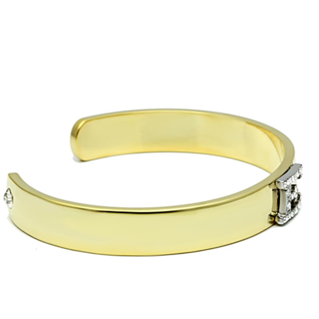 Gold+Rhodium White Metal Bangle with Top Grade Crystal  in Clear