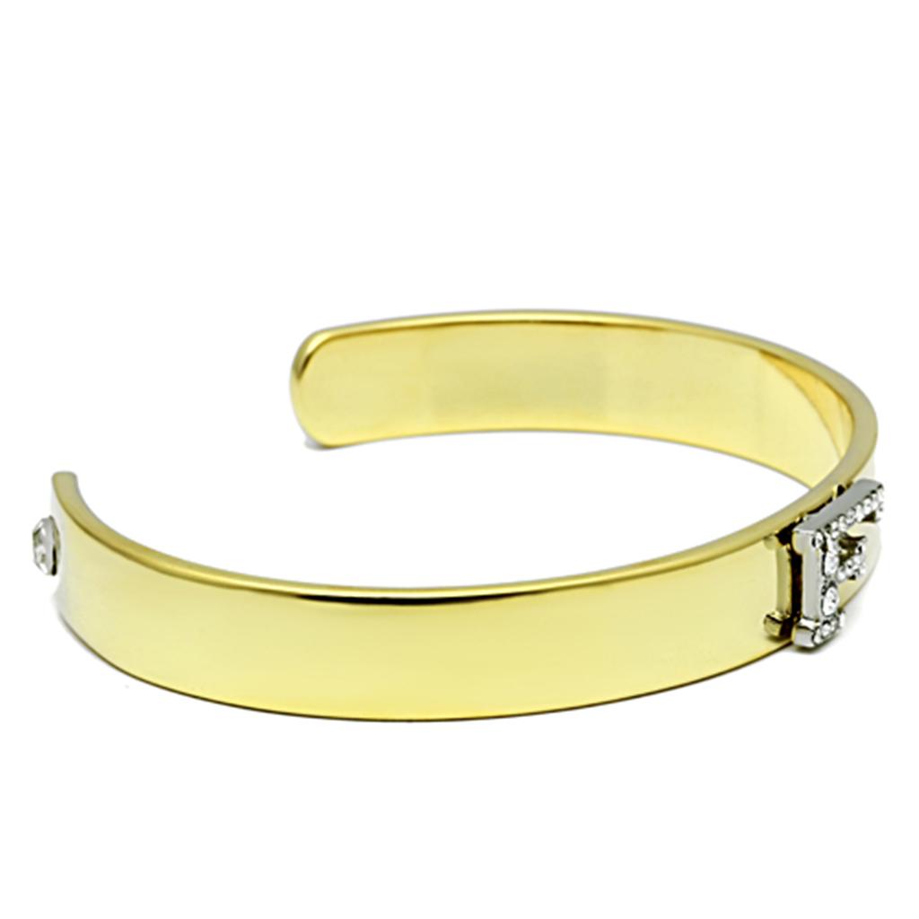 Gold+Rhodium White Metal Bangle with Top Grade Crystal  in Clear