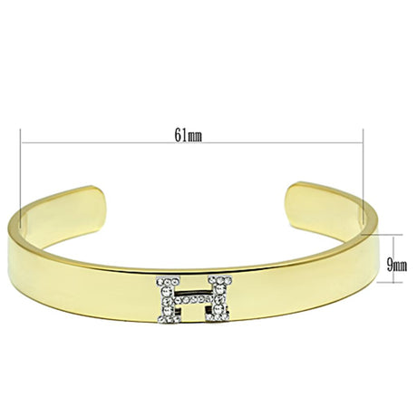Gold+Rhodium White Metal Bangle with Top Grade Crystal  in Clear