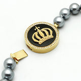 Gold Brass Necklace with Semi-Precious Onyx in Jet
