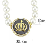 Gold Brass Necklace with Semi-Precious Onyx in Jet