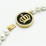 Gold Brass Necklace with Semi-Precious Onyx in Jet