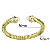 Gold Brass Bangle with Synthetic Pearl in White