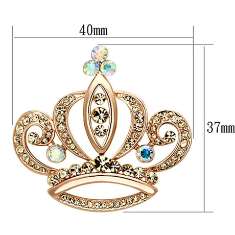 Flash Rose Gold White Metal Brooches with Top Grade Crystal  in Multi Color