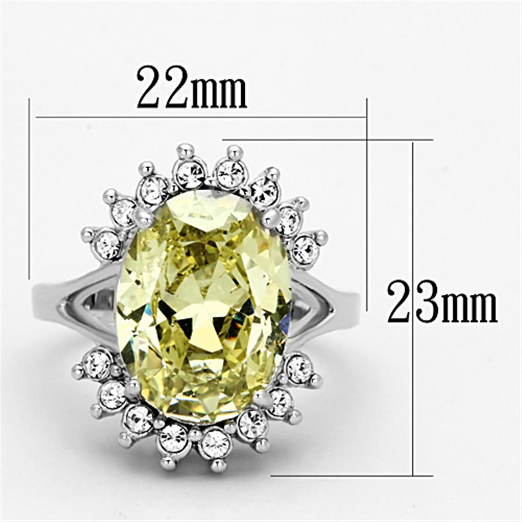 Rhodium Brass Ring with AAA Grade CZ  in Apple Green color