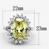 Rhodium Brass Ring with AAA Grade CZ  in Apple Green color